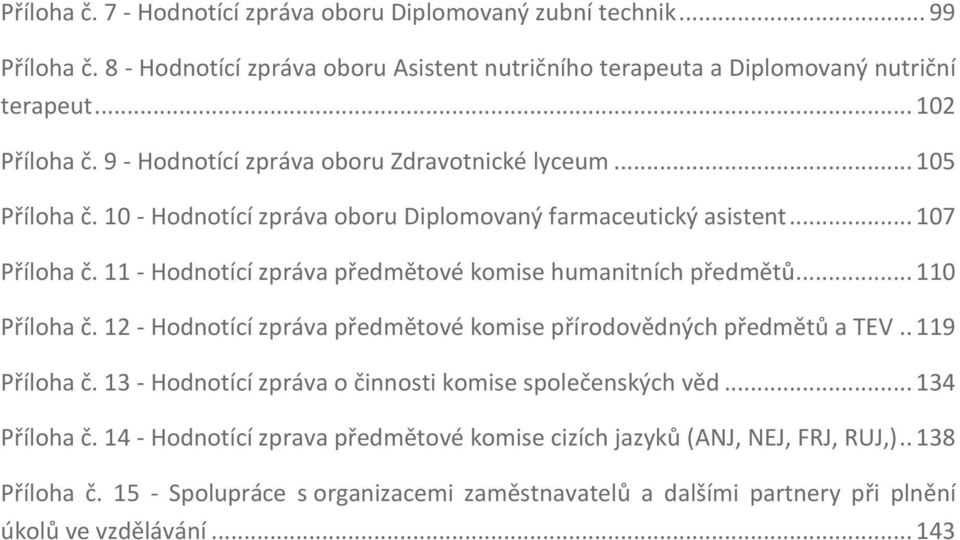 11 - Hodnotící zpráva předmětové komise humanitních předmětů... 110 Příloha č. 12 - Hodnotící zpráva předmětové komise přírodovědných předmětů a TEV.. 119 Příloha č.