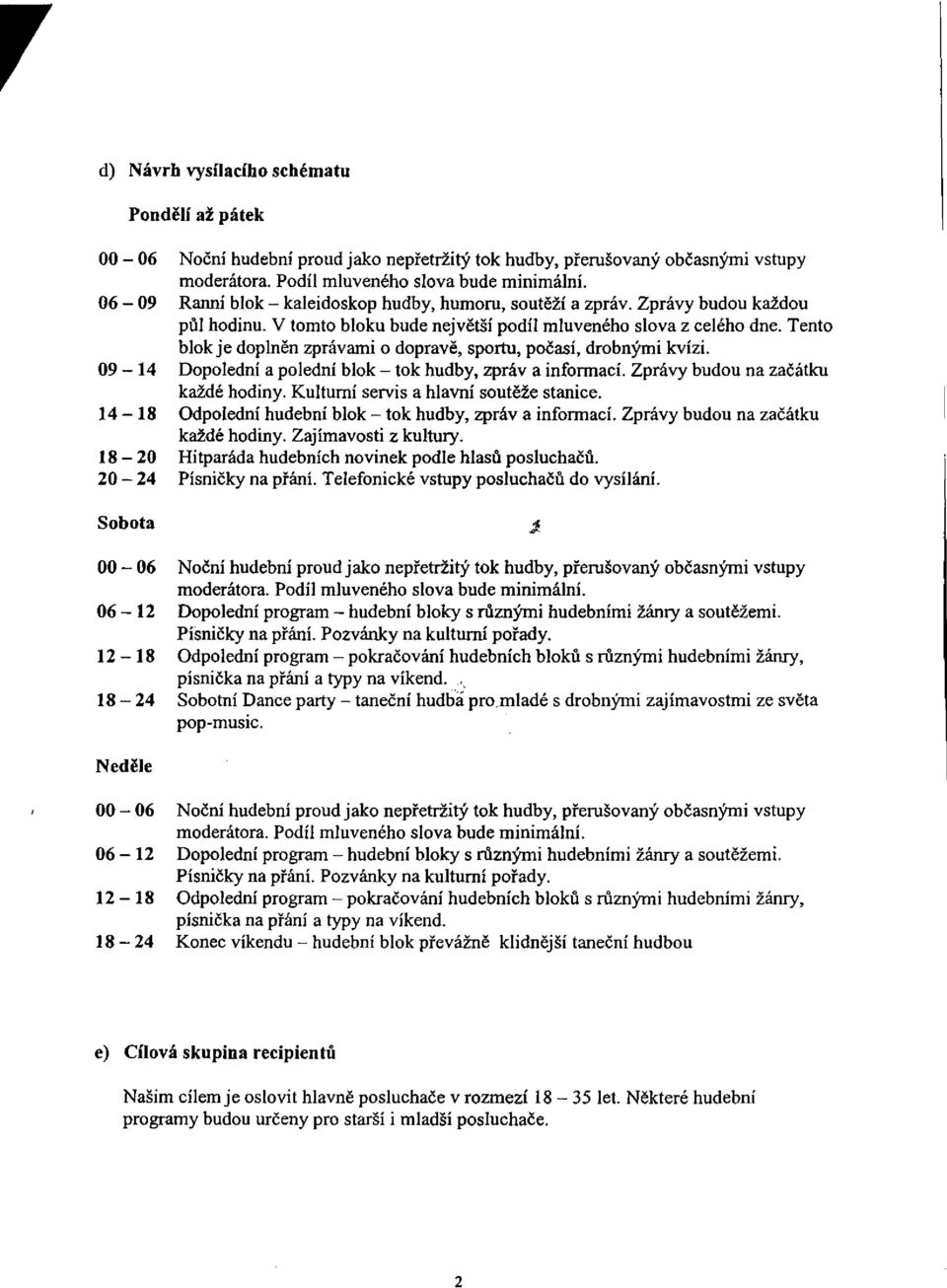 Tento blok je doplněn zprávami o dopravě, sportu, počasí, drobnými kvízi. 09-14 Dopolední a polední blok - tok hudby, zpráv a informací. Zprávy budou na začátku každé hodiny.