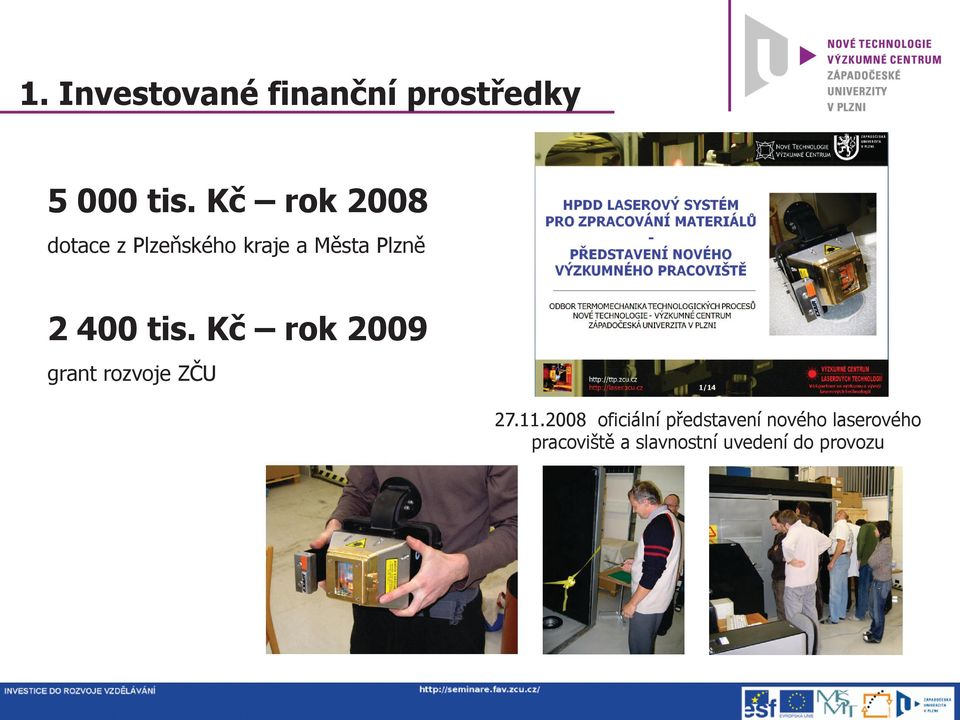 tis. Kč rok 2009 grant rozvoje ZČU 27.11.