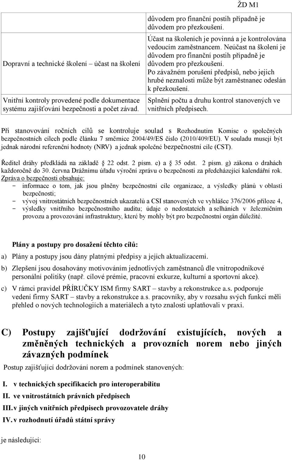 Neúčast na školení je důvodem pro finanční postih případně je důvodem pro přezkoušení. Po závažném porušení předpisů, nebo jejich hrubé neznalosti může být zaměstnanec odeslán k přezkoušení.