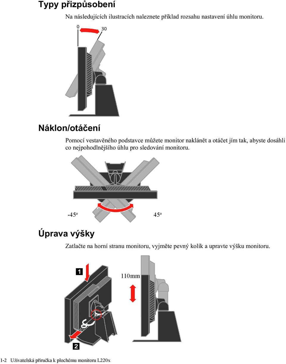 nejpohodlnějšího úhlu pro sledování monitoru.