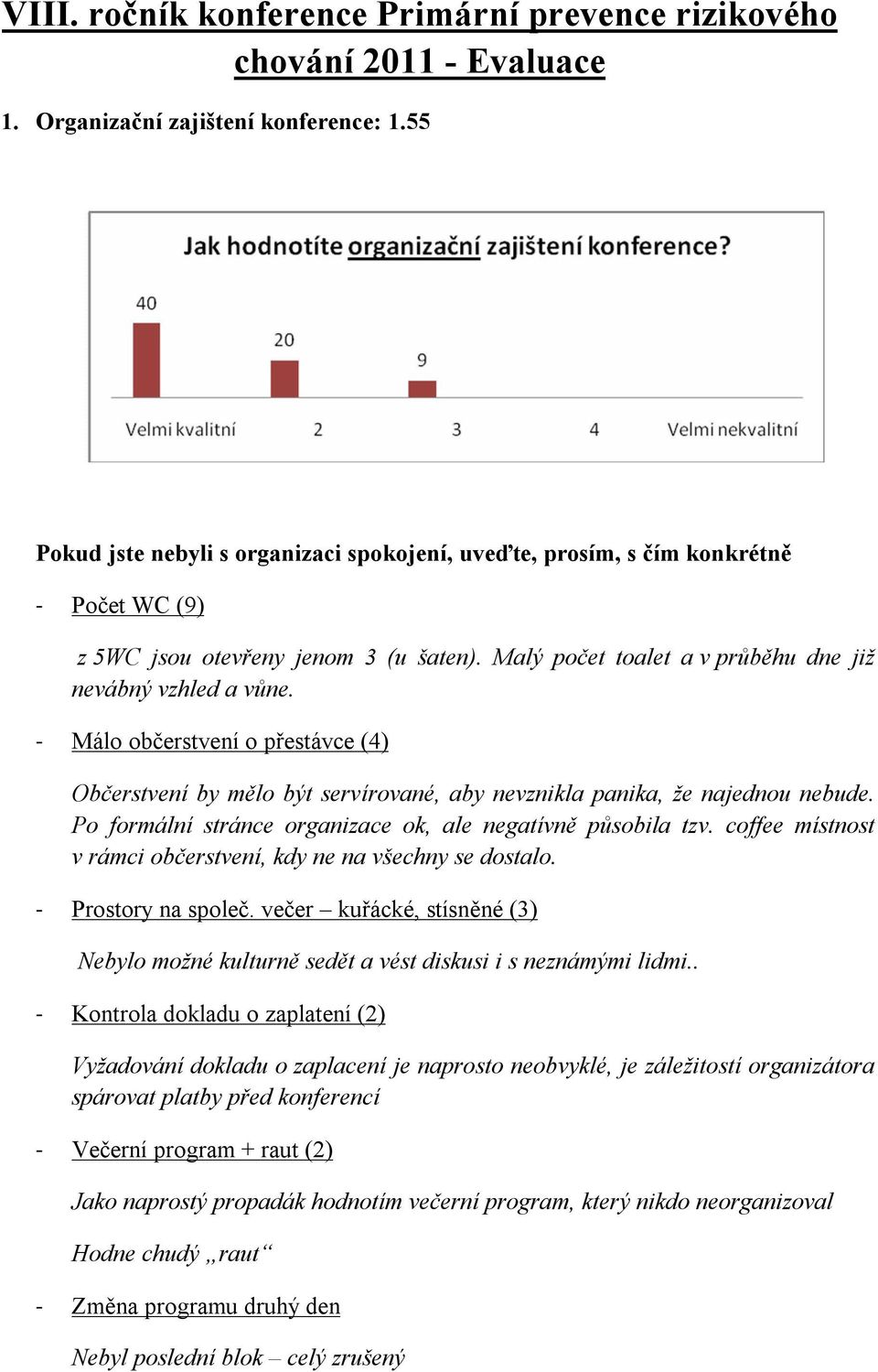 - Málo občerstvení o přestávce (4) Občerstvení by mělo být servírované, aby nevznikla panika, že najednou nebude. Po formální stránce organizace ok, ale negatívně působila tzv.