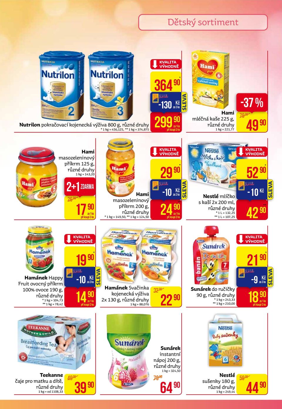 kaší 2x 200 ml, * 1 L = 132,25 ** 1 L = 107,25 kvalita výhodně 52 * -10 42 ** kvalita výhodně kvalita výhodně 19 * 21 * Hamánek Happy Fruit ovocný příkrm 100% ovoce 1 g, * 1 kg = 104,73 ** 1 kg =