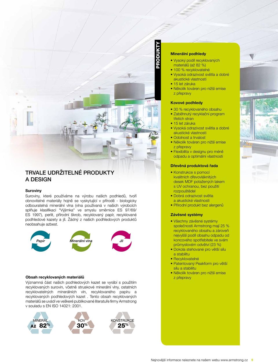 pro nižší emise z přepravy Flexibilita v designu pro méně odpadu a optimální vlastnosti TRVALE UDRŽITELNÉ PRODUKTY A DESIGN Suroviny Suroviny, které používáme na výrobu našich podhledů, tvoří