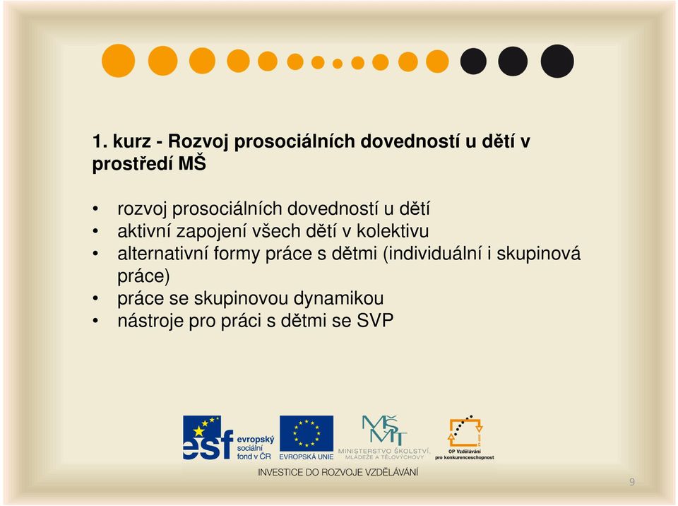 kolektivu alternativní formy práce s dětmi (individuální i skupinová