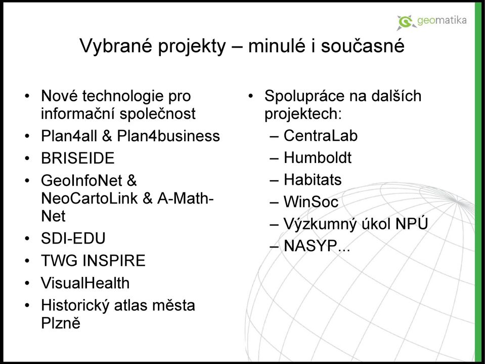 SDI-EDU TWG INSPIRE VisualHealth Historický atlas města Plzně Spolupráce na