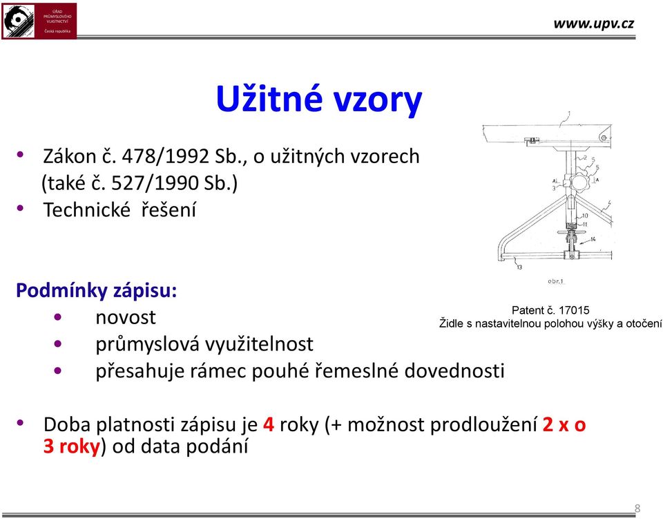 pouhé řemeslné dovednosti Patent č.