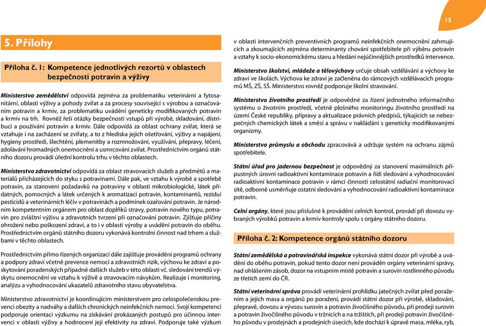 procesy související s výrobou a označováním potravin a krmiv, za problematiku uvádění geneticky modifikovaných potravin a krmiv na trh.