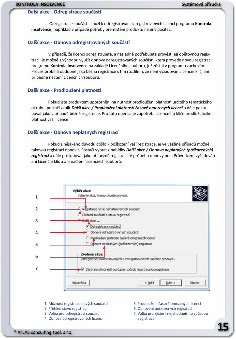 součástí, která provede novou registraci programu Kontrola insolvence na základě Licenčního souboru, jež zůstal v programu zachován.