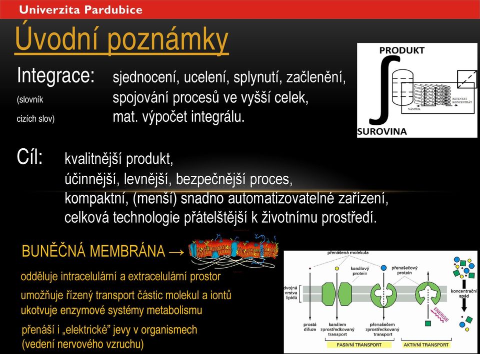 Cíl: kvalitnější produkt, účinnější, levnější, bezpečnější proces, kompaktní, (menší) snadno automatizovatelné zařízení, celková