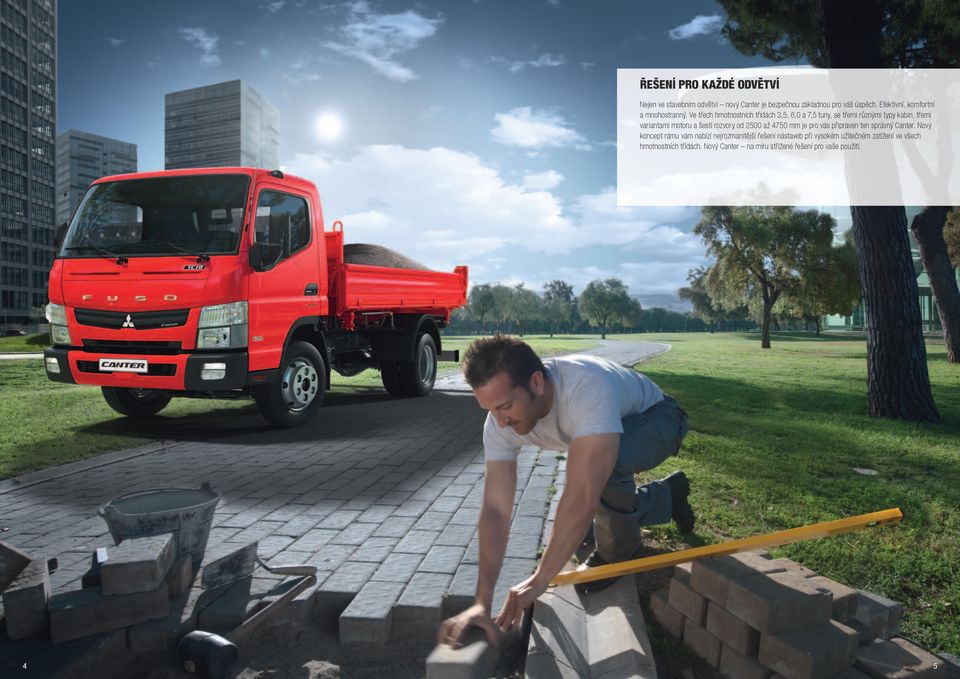 Ve třech hmotnostních třídách 3,5, 6,0 a 7,5 tuny, se třemi různými typy kabin, třemi variantami motoru a šesti rozvory od