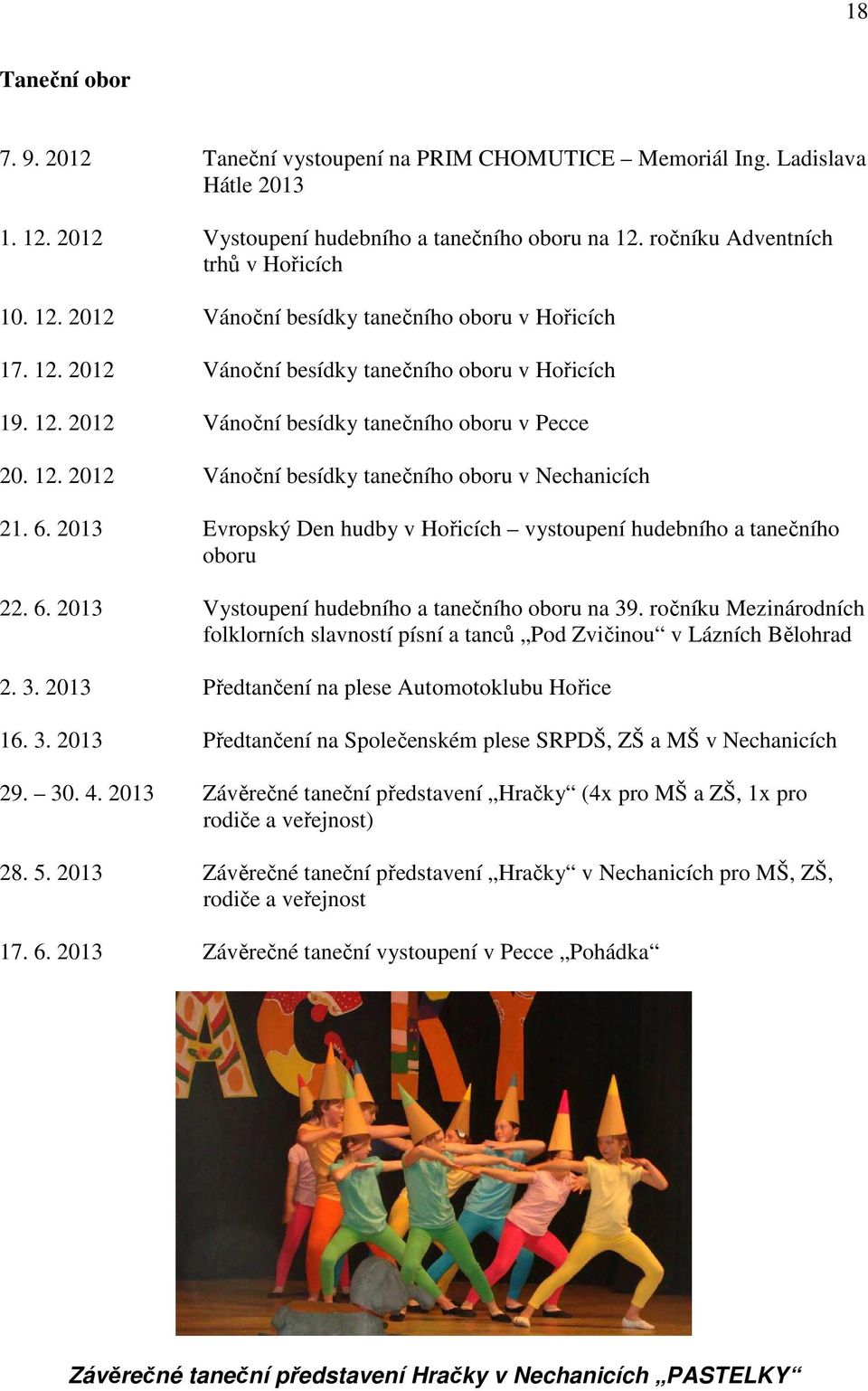 2013 Evropský Den hudby v Hořicích vystoupení hudebního a tanečního oboru 22. 6. 2013 Vystoupení hudebního a tanečního oboru na 39.