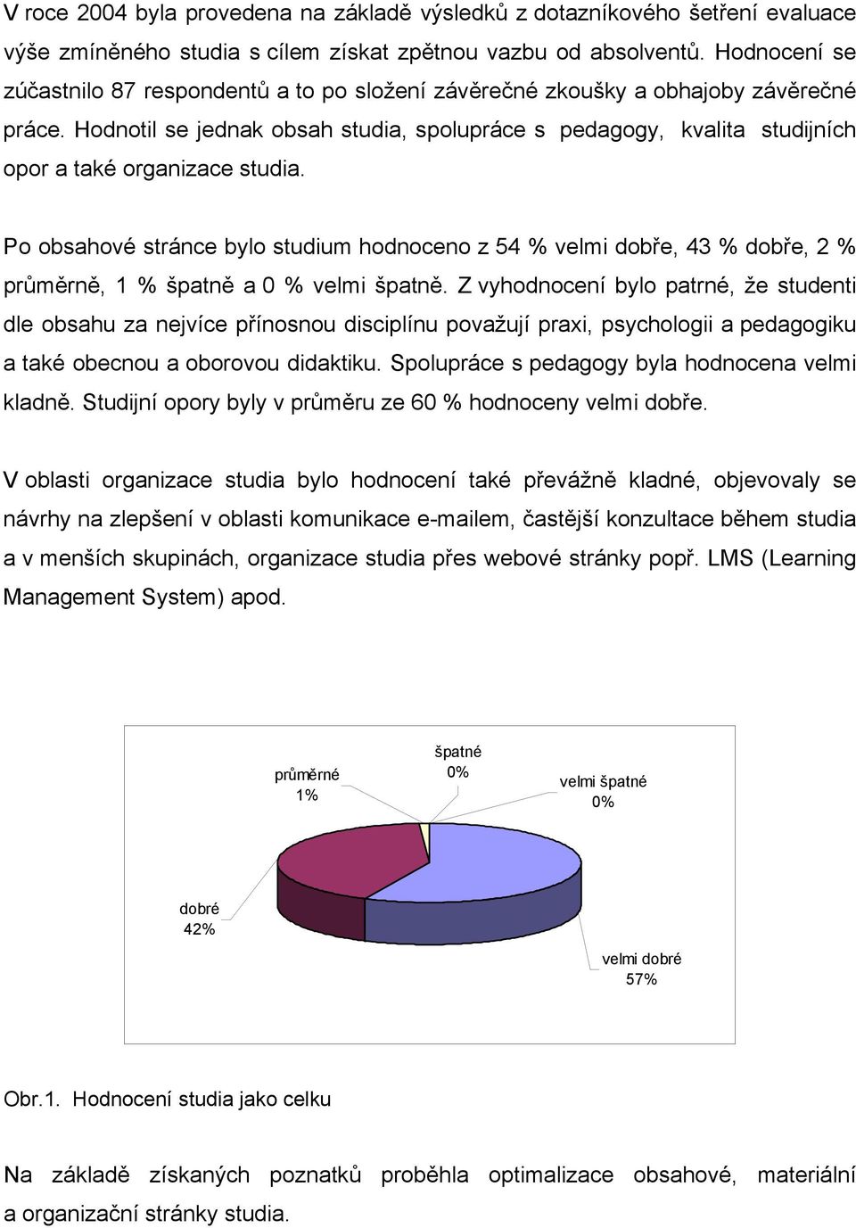 Hodnotil se jednak obsah studia, spolupráce s pedagogy, kvalita studijních opor a také organizace studia.