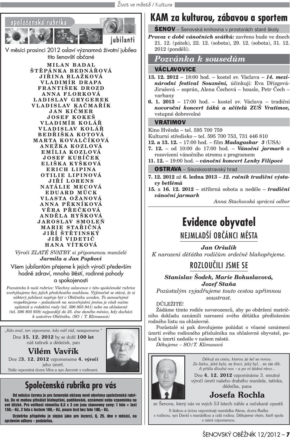 ELIŠKA KYŠKOVÁ ERICH LIPINA OTILIE LIPINOVÁ JIØÍ LORENS NATÁLIE MECOVÁ EDUARD MÜCK VLASTA OŽANOVÁ ANNA PÌKNÍKOVÁ VÌRA PØEÈKOVÁ ANDÌLA RYŠKOVÁ JAROSLAV SMOLEÒ MARIE STAØIÈNÁ JIØÍ ŠTÌTINSKÝ JIØÍ