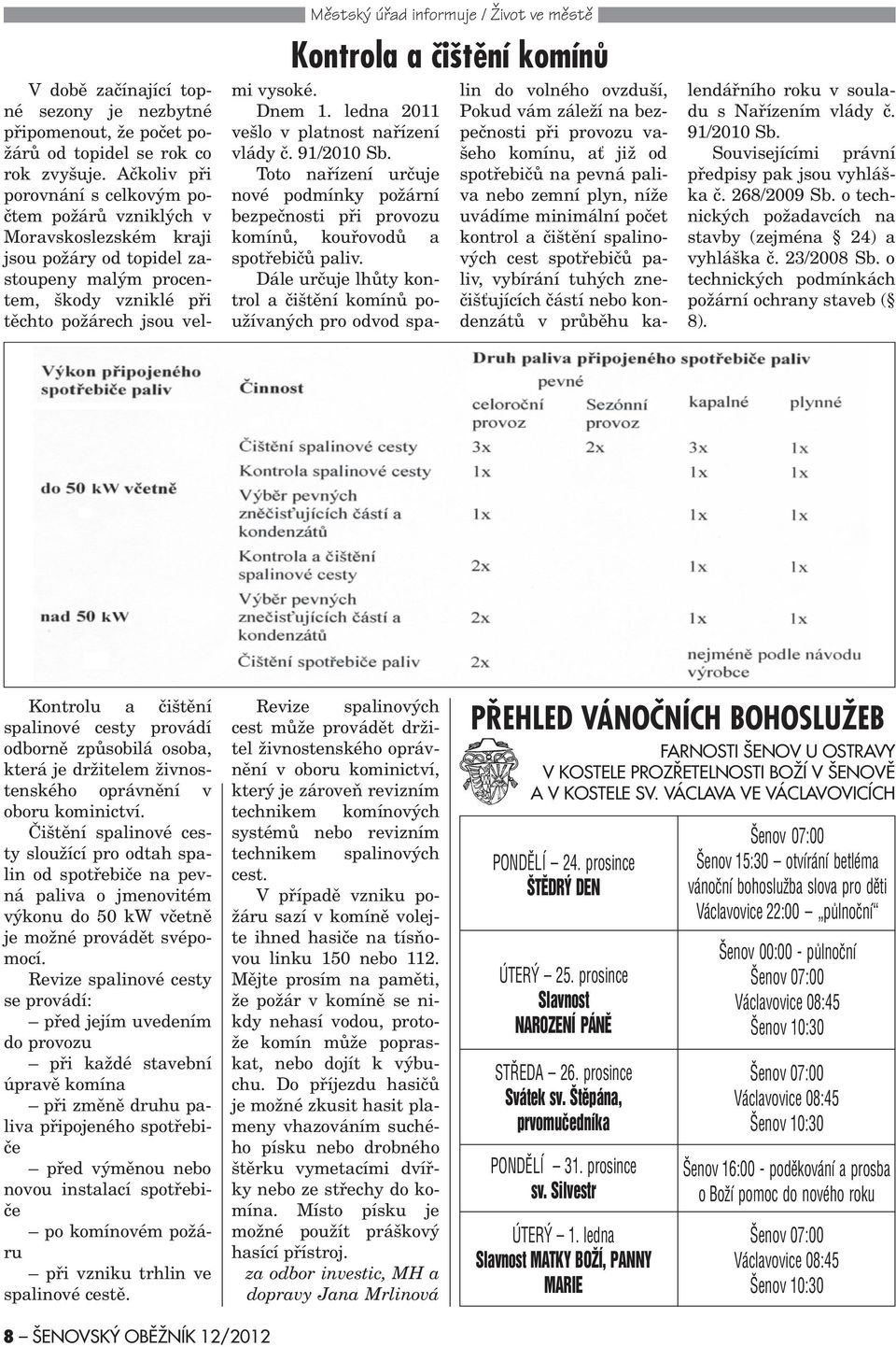 ledna 2011 vešlo v platnost naøízení vlády è. 91/2010 Sb. Toto naøízení urèuje nové podmínky požární bezpeènosti pøi provozu komínù, kouøovodù a spotøebièù paliv.
