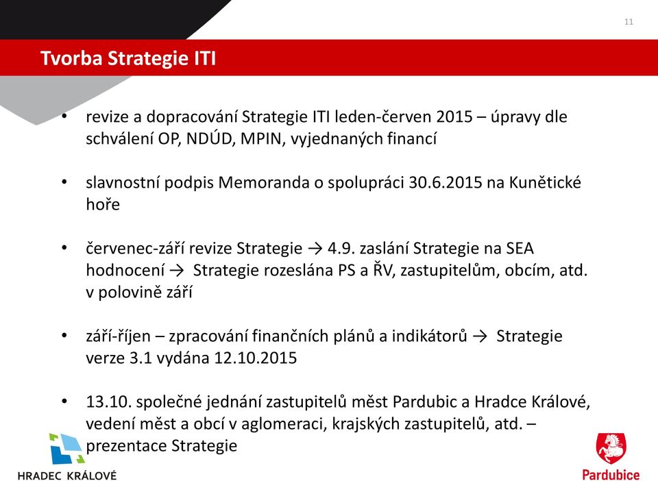 zaslání Strategie na SEA hodnocení Strategie rozeslána PS a ŘV, zastupitelům, obcím, atd.