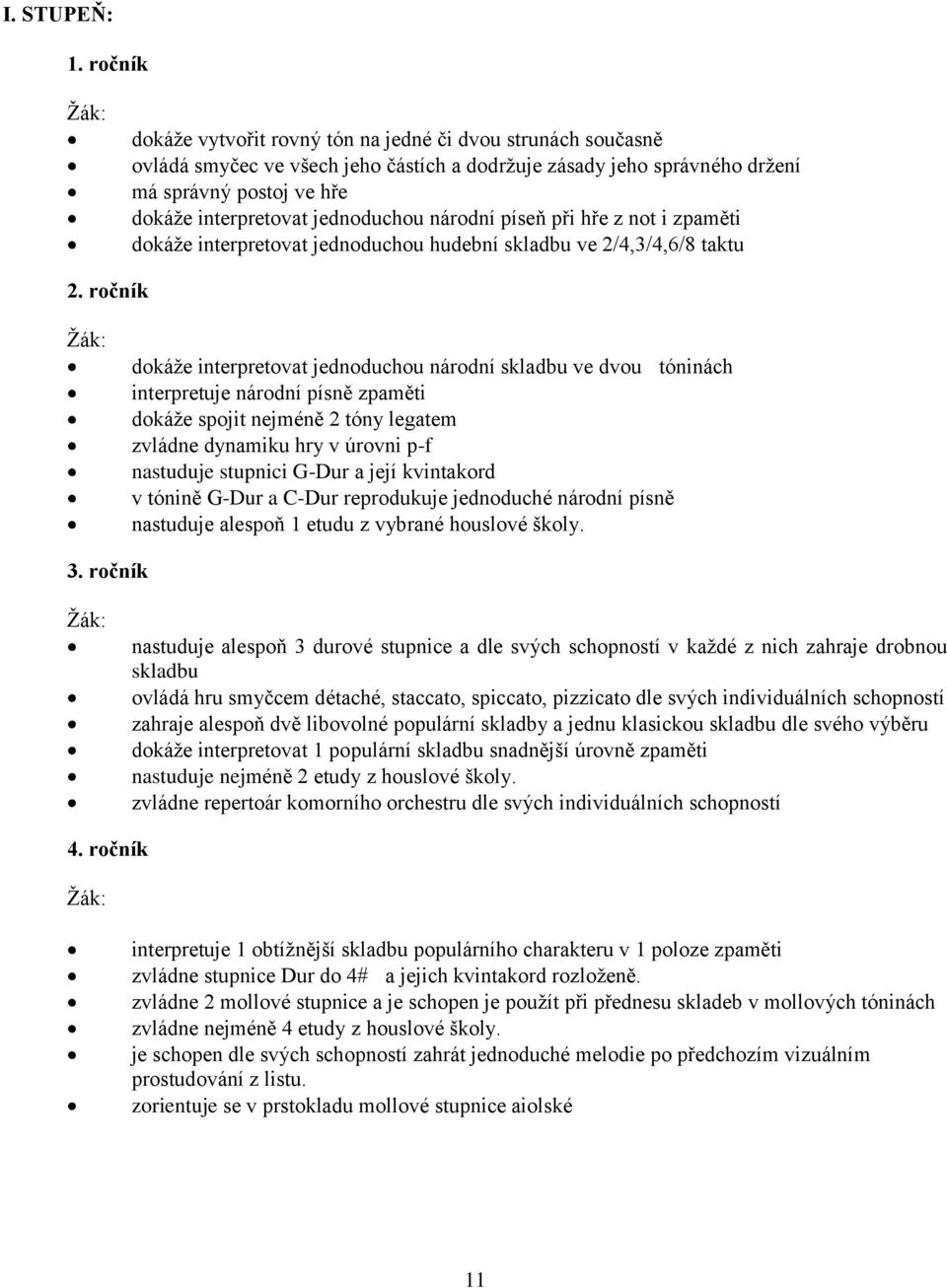 jednoduchou národní píseň při hře z not i zpaměti dokáže interpretovat jednoduchou hudební skladbu ve 2/4,3/4,6/8 taktu 2.