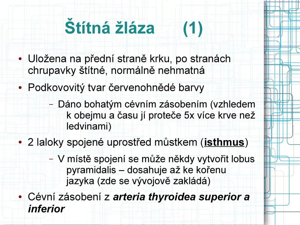 ledvinami) 2 laloky spojené uprostřed můstkem (isthmus) V místě spojení se může někdy vytvořit lobus