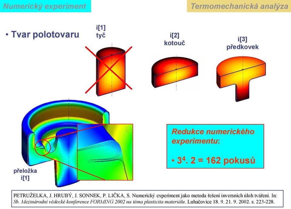 SONNEK, P. LIČKA, S. Numerický experiment jako metoda řešení inversních úloh tváření. In: Sb.