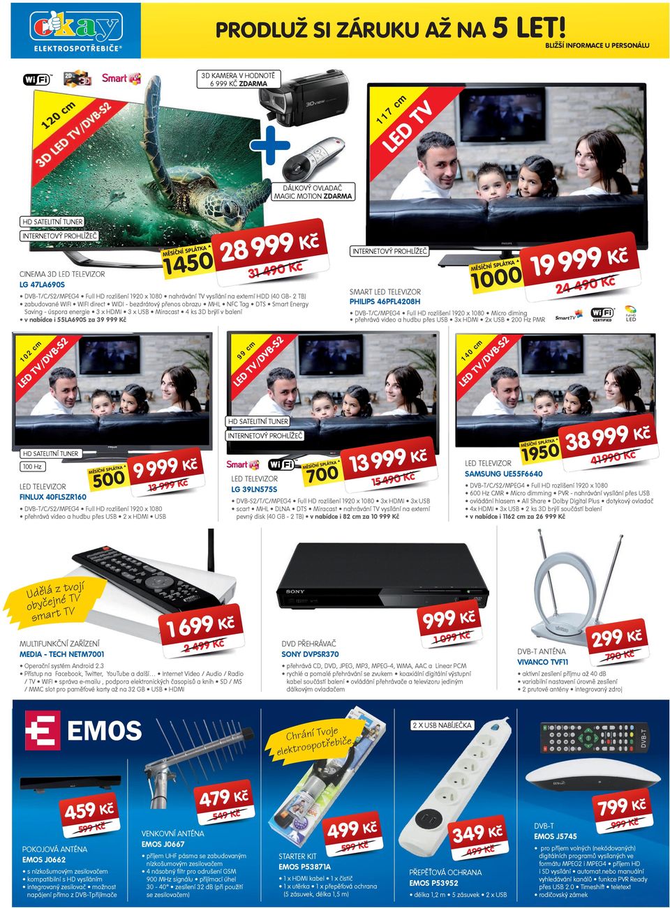 K LED TELEVIZOR LG 3LN55S DVB-S/T/C/MPEG Full HD rozlišení x 3x HDMI 3x USB scart MHL DLNA DTS Miracast nahrávání TV vysílání na externí pevný disk ( GB - TB) v nabídce i za K DVB-T/C/S/MPEG Full HD