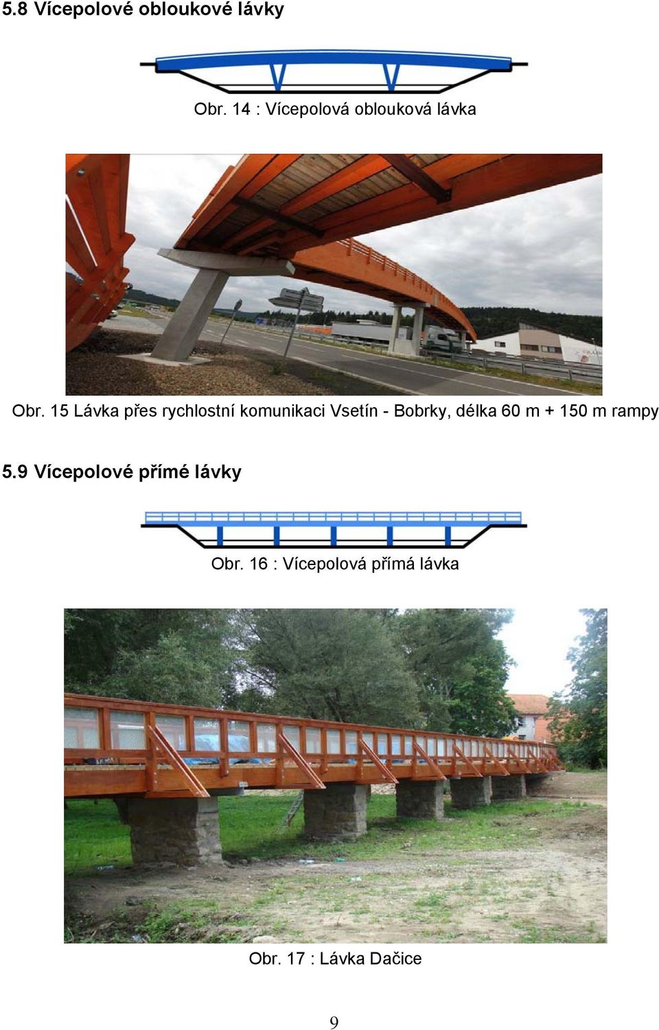 15 Lávka přes rychlostní komunikaci Vsetín - Bobrky, délka