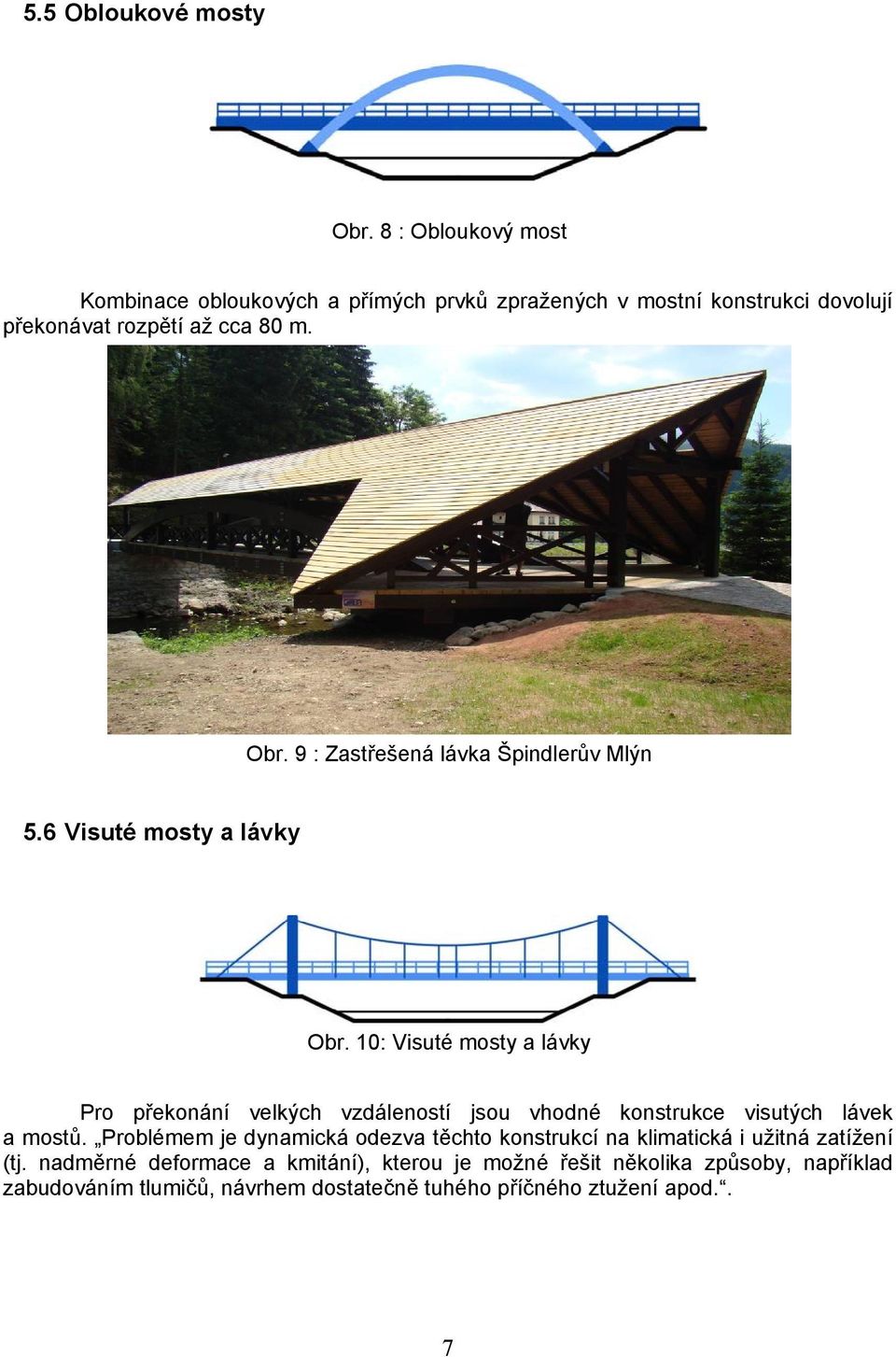 9 : Zastřešená lávka Špindlerův Mlýn 5.6 Visuté mosty a lávky Obr.