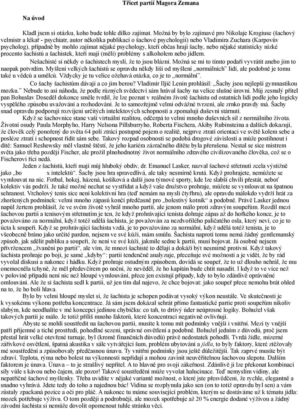 Třicet partií Magora Zemana Na úvod - PDF Free Download