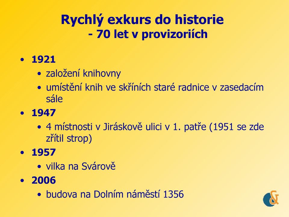 sále 1947 4 místnosti v Jiráskově ulici v 1.