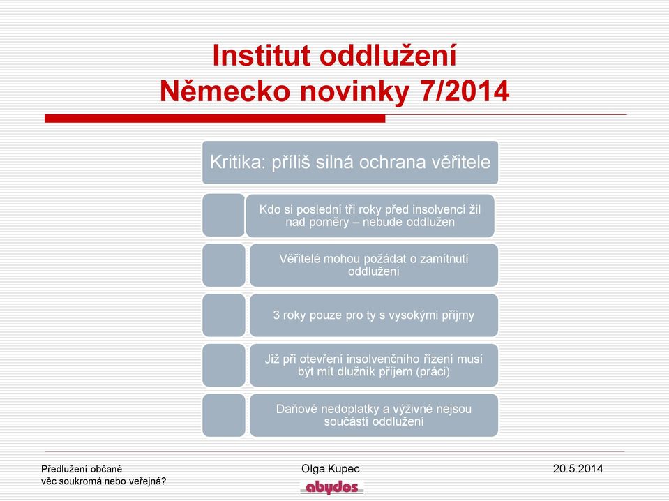 zamítnutí oddlužení 3 roky pouze pro ty s vysokými příjmy Již při otevření insolvenčního