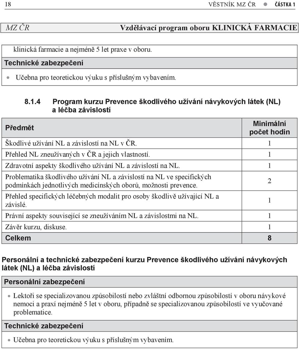 1 Problematika škodlivého užívání NL a závislostí na NL ve specifických podmínkách jednotlivých medicínských oborů, možnosti prevence.