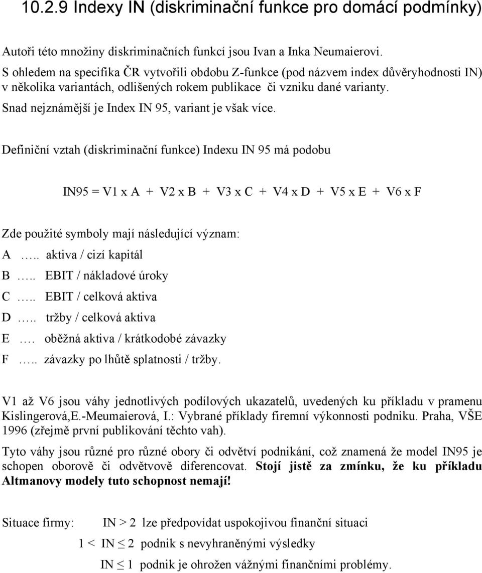 Snad nejznámější je Index IN 95, variant je však více.