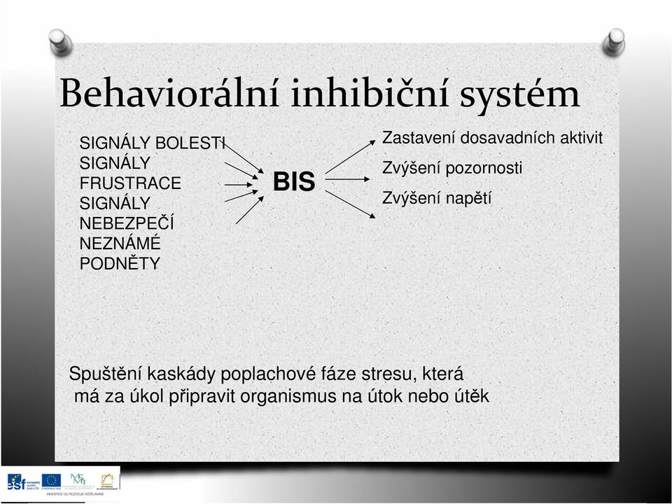 aktivit Zvýšení pozornosti Zvýšení napětí Spuštění kaskády