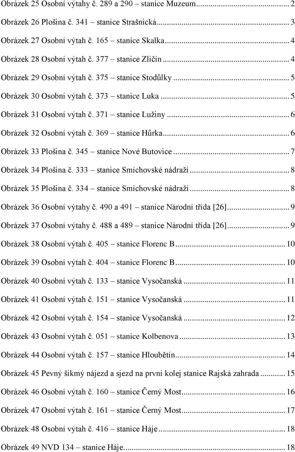 .. 6 Obrázek 32 Osobní výtah č. 369 stanice Hůrka... 6 Obrázek 33 Plošina č. 345 stanice Nové Butovice... 7 Obrázek 34 Plošina č. 333 stanice Smíchovské nádraží... 8 Obrázek 35 Plošina č.