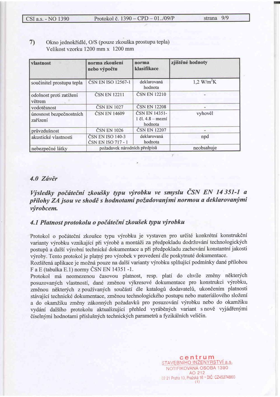 1,2 W/fi'K odolnost proti zatizeni CSE 1221 CS E 12210 vetrem vodotdsnost CS E O27 CS E 12208 tnosnost bezpednostnich CS E 146