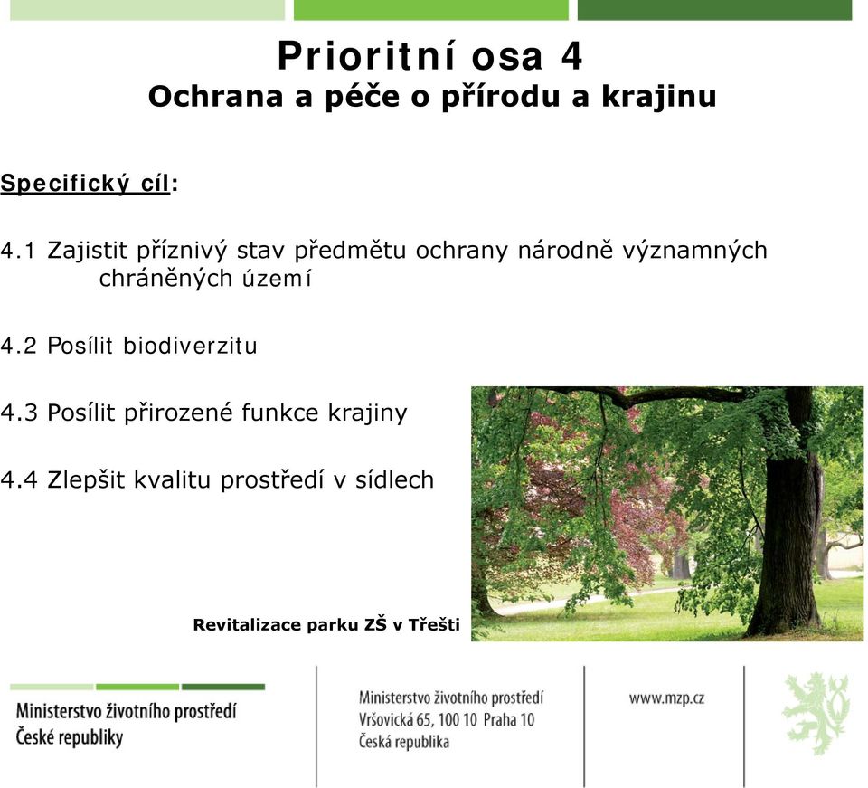 chráněných území 4.2 Posílit biodiverzitu 4.