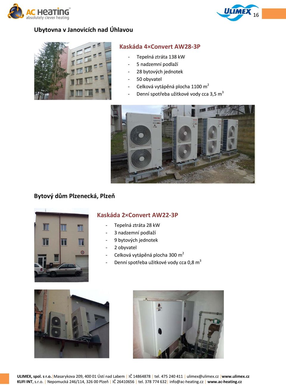 vody cca 3,5 m 3 Bytový dům Plzenecká, Plzeň Kaskáda 2 Convert AW22 3P Tepelná ztráta 28 kw 3