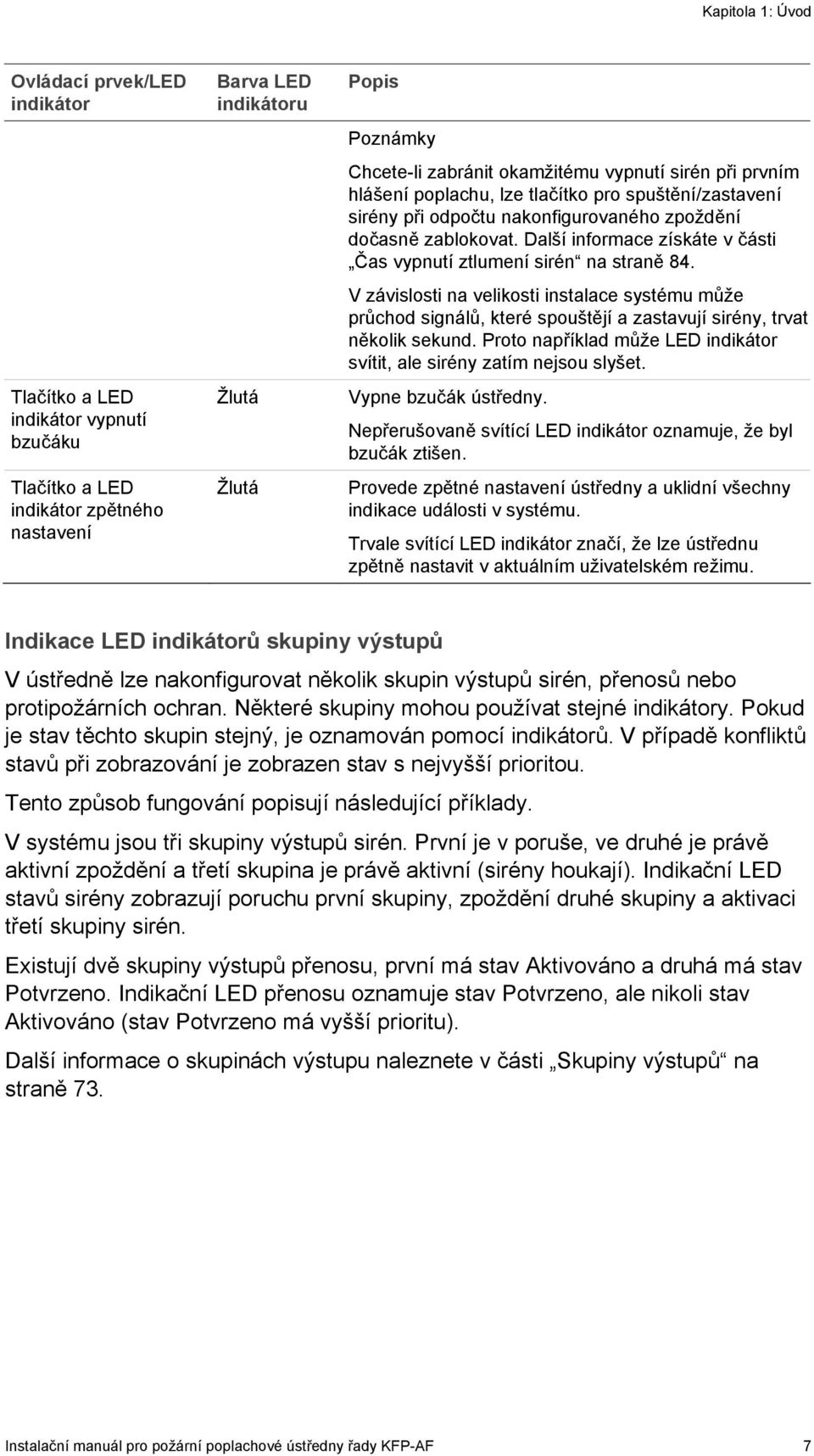 Další informace získáte v části Čas vypnutí ztlumení sirén na straně 84. V závislosti na velikosti instalace systému může průchod signálů, které spouštějí a zastavují sirény, trvat několik sekund.