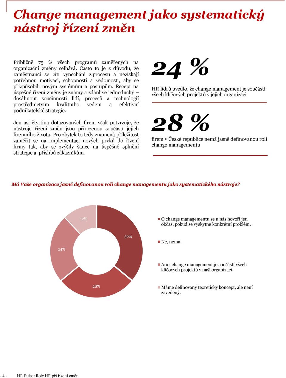 Recept na úspěšné řízení změny je známý a zdánlivě jednoduchý dosáhnout součinnosti lidí, procesů a technologií prostřednictvím kvalitního vedení a efektivní podnikatelské strategie.