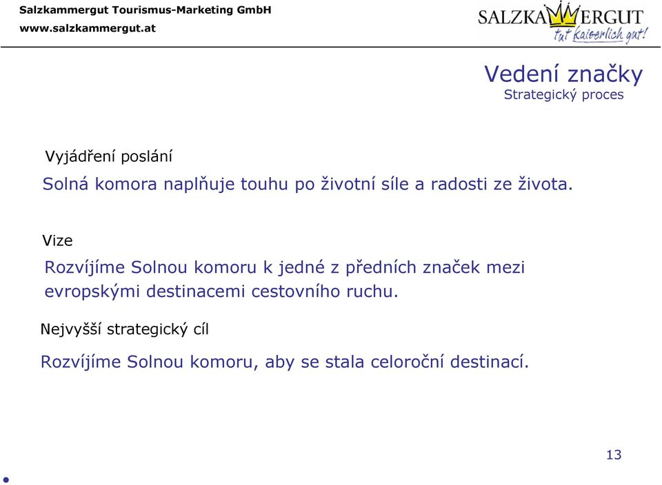 Vize Rozvíjíme Solnou komoru k jedné z předních značek mezi evropskými