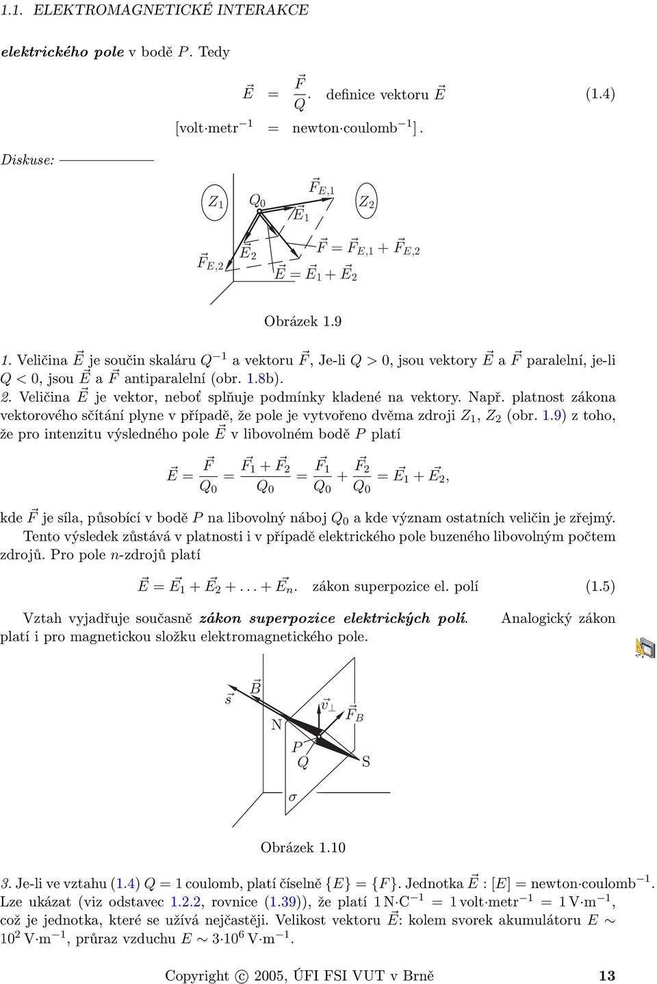 Veličina E je součin skaláru Q 1 a vektoru F, Je-li Q > 0, jsou vektory E a F paralelní, je-li Q < 0, jsou E a F antiparalelní (obr. 1.8b). 2.