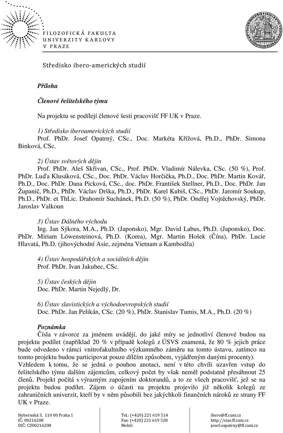 D., Doc. PhDr. Dana Picková, CSc., doc. PhDr. František Stellner, Ph.D., Doc. PhDr. Jan Županič, Ph.D., PhDr. Václav Drška, Ph.D., PhDr. Karel Kubiš, CSc., PhDr. Jaromír Soukup, Ph.D., PhDr. et ThLic.