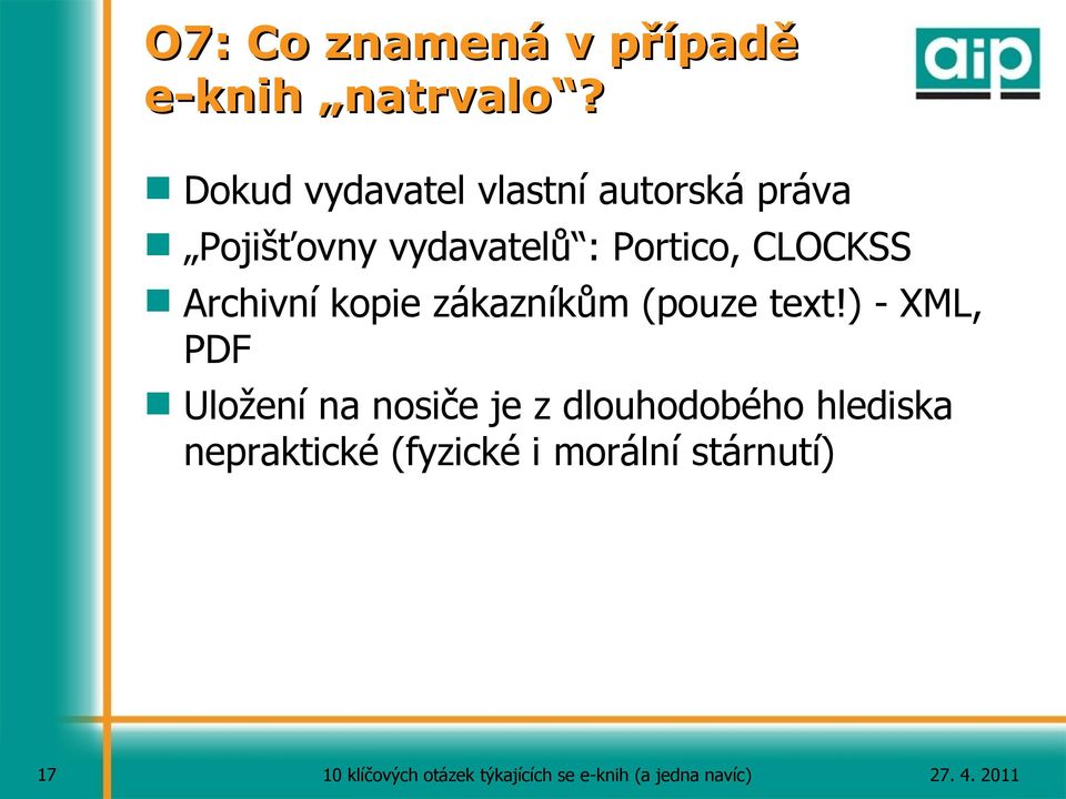 Portico, CLOCKSS Archivní kopie zákazníkům (pouze text!