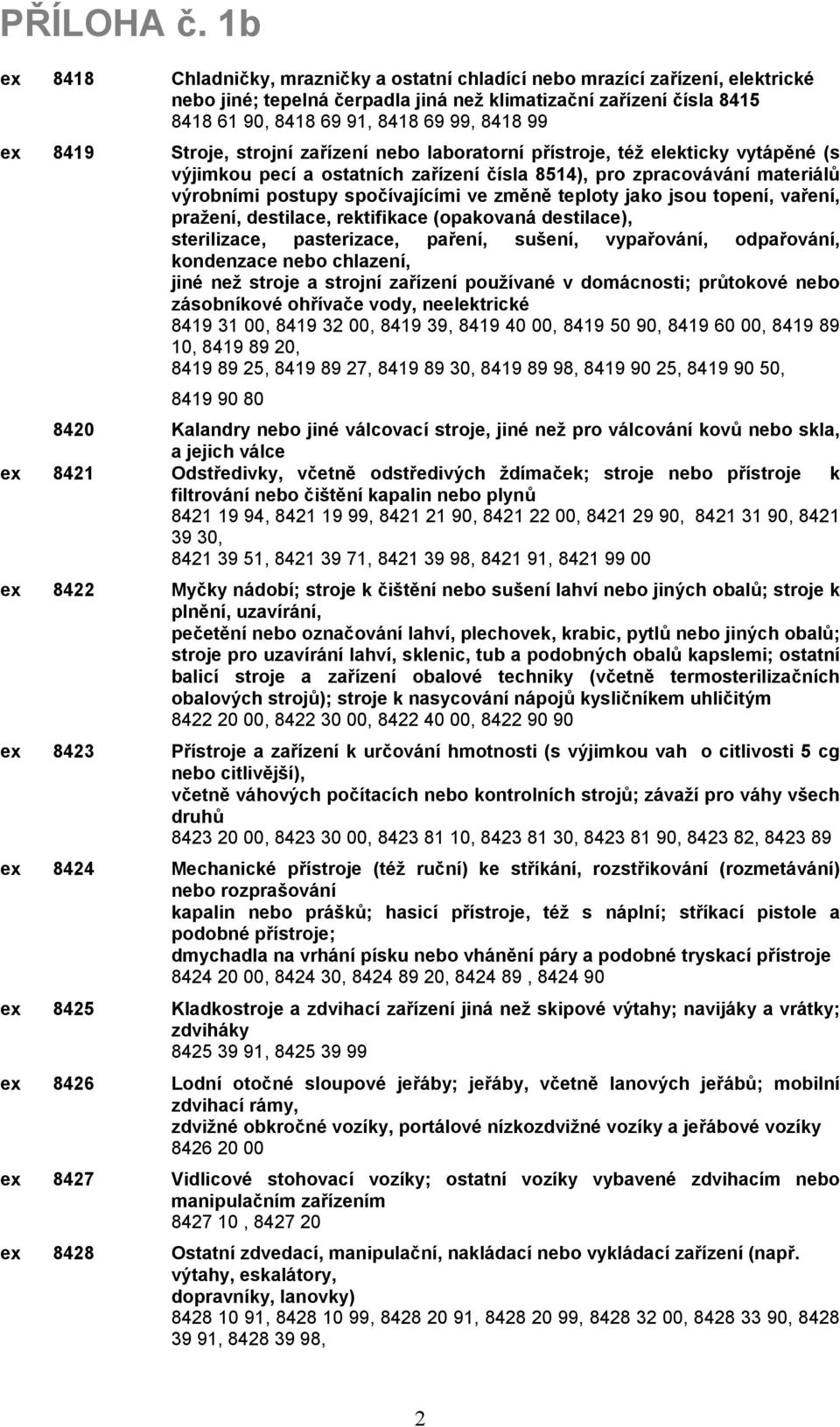 teploty jako jsou topení, vaření, pražení, destilace, rektifikace (opakovaná destilace), sterilizace, pasterizace, paření, sušení, vypařování, odpařování, kondenzace nebo chlazení, jiné než stroje a