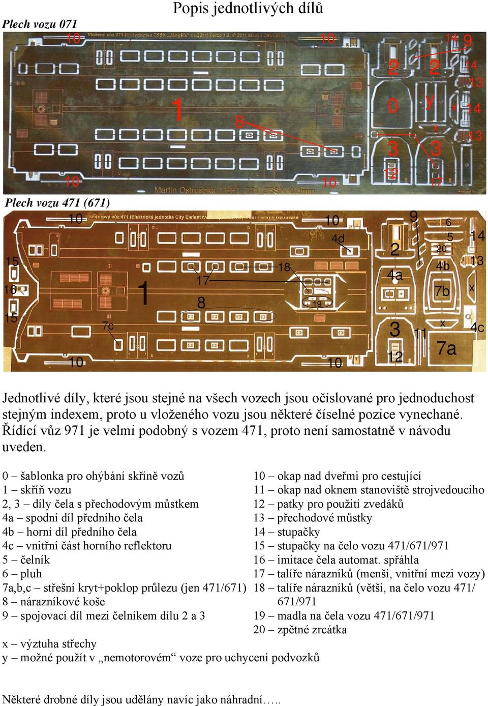 Řídící vůz 971 je velmi podobný s vozem 471, proto není samostatně v návodu uveden.