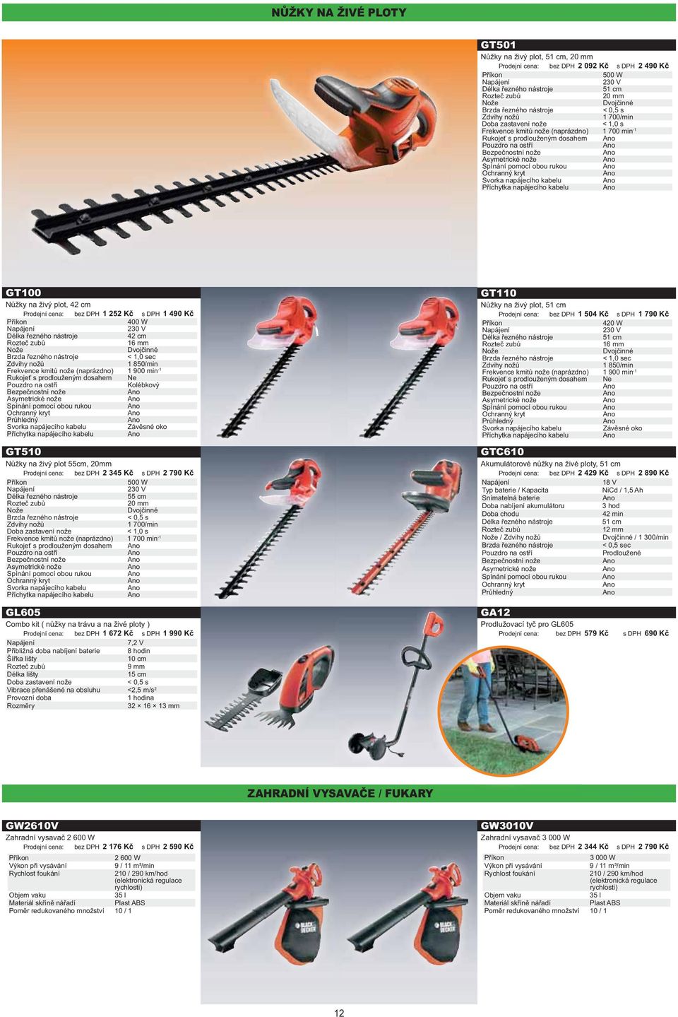 kryt Svorka napájecího kabelu Příchytka napájecího kabelu GT100 Nůžky na živý plot, 42 cm : 1 252 Kč s DPH 1 490 Kč 400 W Délka řezného nástroje 42 cm Rozteč zubů 16 mm Nože Dvojčinné Brzda řezného