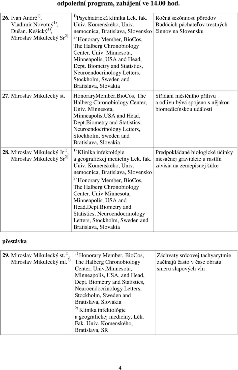 Miroslav Mikulecký Jr, Miroslav Mikulecký Sr Klinika infektológie a geografickej medicíny Lek. fak. Univ. Komenského, Univ. nemocnica, Bratislava, Slovensko Center, Univ.