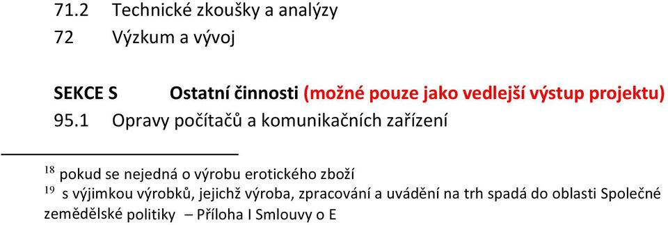 1 Opravy počítačů a komunikačních zařízení 18 pokud se nejedná o výrobu erotického