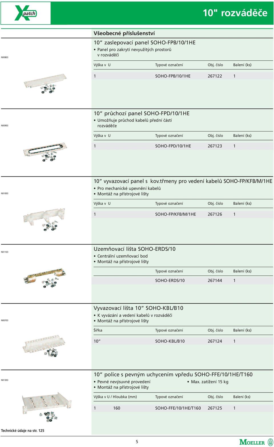číslo Balení (ks) 1 SOHO-FPD/10/1HE 267123 1 N01003 10 vyvazovací panel s kov.