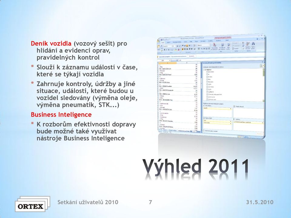 budou u vozidel sledovány (výměna oleje, výměna pneumatik, STK.
