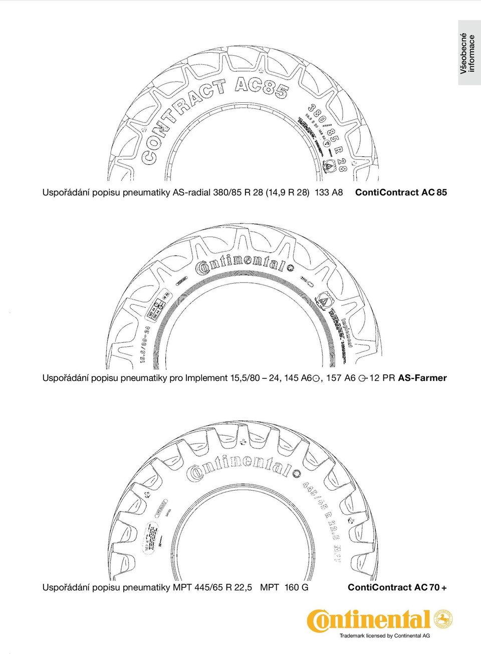 15,5/80 24, 145 A6, 157 A6 12 PR AS-Farmer Uspořádání popisu pneumatiky MPT